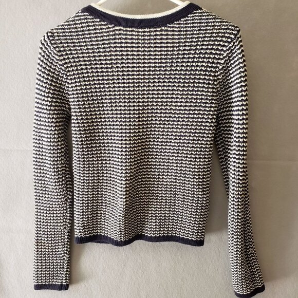 Boston Proper Womens Navy White Cardigan Sweater Size S 60 Cotton 40 Acrylic EUC - Picture 3 of 10